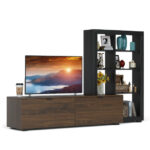 Space-Saving TV Stand and Bookshelf Combo for TVs up to 50