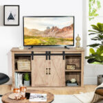 Natural Sliding Barn Door TV Stand with Adjustable Shelves 13 Natural Sliding Barn Door TV Stand with Adjustable Shelves
