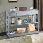 3 Tier Console Table with Drawer and Storage Shelves