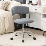 Adjustable Sherpa Swivel Office Chair with Rolling Casters