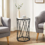Hexagonal Glass Top End Table with Metal Frame 9 Hexagonal Glass Top End Table with Metal Frame