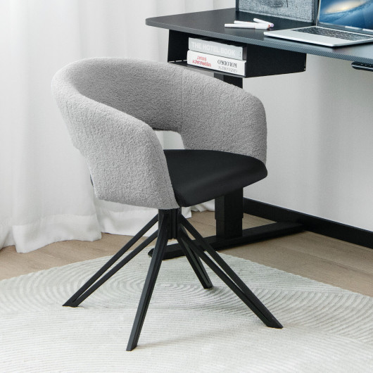 Swivel Sherpa Accent Chair with Steel Legs and Hollow Back 2 Swivel Sherpa Accent Chair with Steel Legs and Hollow Back - Image 2