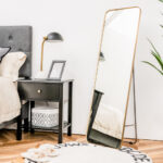 Gold Full Length Wall Mirror with Stand and Wall Mount