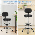 Adjustable Swivel Drafting Chair with Footrest and Rolling Casters