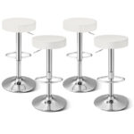 Adjustable PU Leather Swivel Bar Stools with Chrome Base (Set of 2)