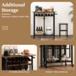 Extendable Dining Table Set with Wine Rack and Stools (3-Piece)