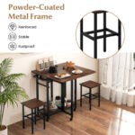 Extendable Dining Table Set with Wine Rack and Stools (3-Piece)