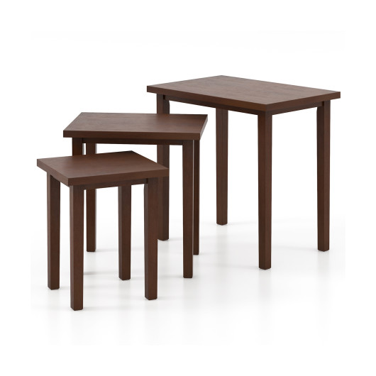 Farmhouse Walnut Nesting Side Tables with Wooden Construction (Set of 3) 3 Farmhouse Walnut Nesting Side Tables with Wooden Construction (Set of 3) - Image 3