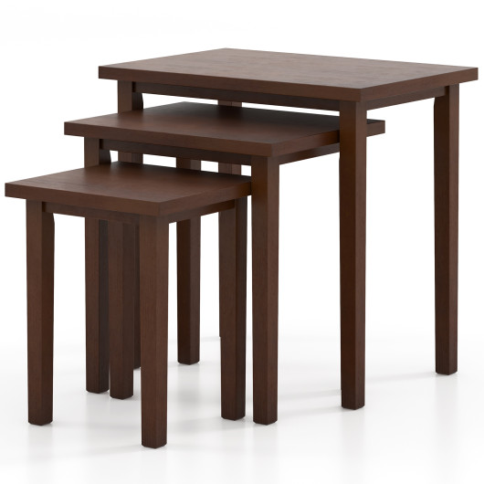 Farmhouse Walnut Nesting Side Tables with Wooden Construction (Set of 3) 4 Farmhouse Walnut Nesting Side Tables with Wooden Construction (Set of 3) - Image 4