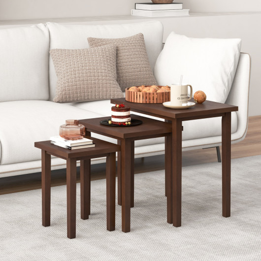 Farmhouse Walnut Nesting Side Tables with Wooden Construction (Set of 3) 6 Farmhouse Walnut Nesting Side Tables with Wooden Construction (Set of 3) - Image 6