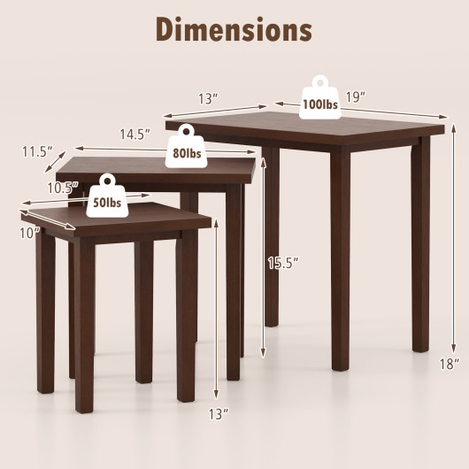 Farmhouse Walnut Nesting Side Tables with Wooden Construction (Set of 3) 5 Farmhouse Walnut Nesting Side Tables with Wooden Construction (Set of 3) - Image 5