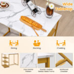 Gold Bar Table Set with Faux Marble Top and Storage (Set of 3)