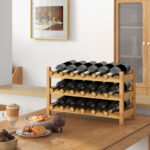 Bamboo 3-Tier Countertop Wine Rack Holds 18 Bottles Securely 12 Bamboo 3-Tier Countertop Wine Rack Holds 18 Bottles Securely