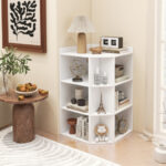 3-Tier Corner Cabinet with Charging Station for Small Spaces