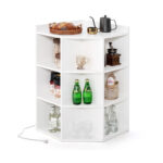 3-Tier Corner Cabinet with Charging Station for Small Spaces