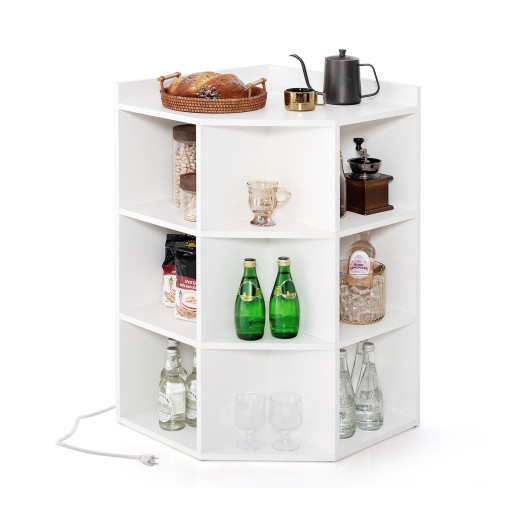 3-Tier Corner Cabinet with Charging Station for Small Spaces - Image 3