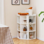3-Tier Corner Cabinet with Charging Station for Small Spaces