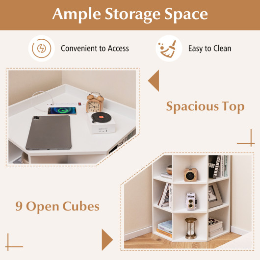 3-Tier Corner Cabinet with Charging Station for Small Spaces - Image 7