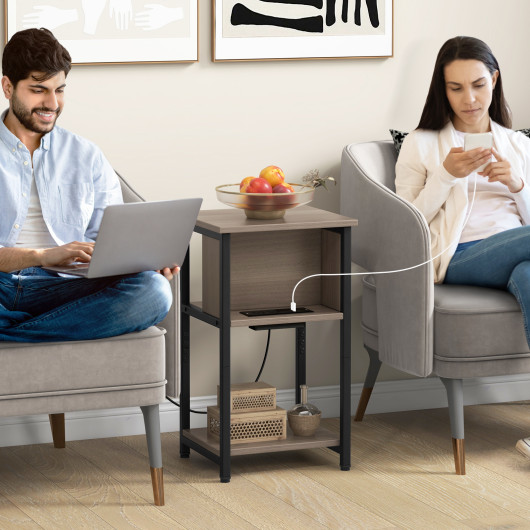 3 Tier Side Table with USB Ports and Power Outlets 2 3 Tier Side Table with USB Ports and Power Outlets - Image 2