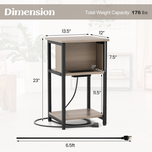 3 Tier Side Table with USB Ports and Power Outlets 5 3 Tier Side Table with USB Ports and Power Outlets - Image 5