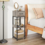 3 Tier Gray Plant Stand with Drawer and Anti-Tip Devices