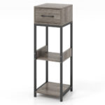 3 Tier Gray Plant Stand with Drawer and Anti-Tip Devices