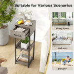 3 Tier Gray Plant Stand with Drawer and Anti-Tip Devices