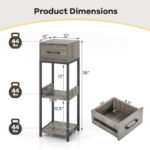 3 Tier Gray Plant Stand with Drawer and Anti-Tip Devices