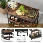 Industrial 3-Tier Bar Cart with Wine Rack and Removable Tray 14 Industrial 3-Tier Bar Cart with Wine Rack and Removable Tray