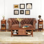 Narrow End Tables with Drawer and Shelves for Small Spaces (Set of 2)