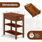 Narrow End Tables with Drawer and Shelves for Small Spaces (Set of 2)