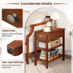 Narrow End Tables with Drawer and Shelves for Small Spaces (Set of 2)