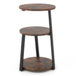 3 Tier Rustic Round Side Table with Metal Frame 10 3 Tier Rustic Round Side Table with Metal Frame