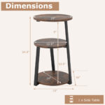 3 Tier Rustic Round Side Table with Metal Frame 12 3 Tier Rustic Round Side Table with Metal Frame