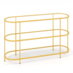 Gold 3 Tier TV Stand with Tempered Glass Shelves