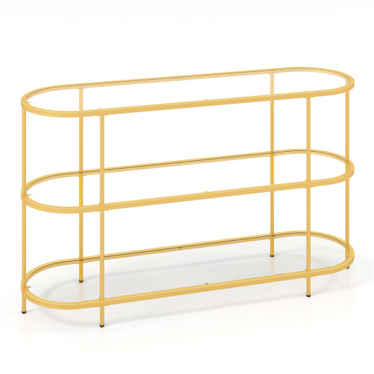 Gold 3 Tier TV Stand with Tempered Glass Shelves - Image 3