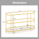 Gold 3 Tier TV Stand with Tempered Glass Shelves
