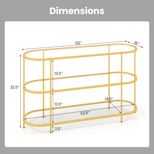 Gold 3 Tier TV Stand with Tempered Glass Shelves - Image 5
