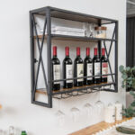 Industrial Wall Mounted Wine Rack with Glass Holder and Shelves 8 Industrial Wall Mounted Wine Rack with Glass Holder and Shelves