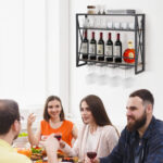 Industrial Wall Mounted Wine Rack with Glass Holder and Shelves 9 Industrial Wall Mounted Wine Rack with Glass Holder and Shelves