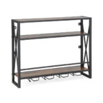 Industrial Wall Mounted Wine Rack with Glass Holder and Shelves 10 Industrial Wall Mounted Wine Rack with Glass Holder and Shelves