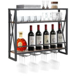 Industrial Wall Mounted Wine Rack with Glass Holder and Shelves 11 Industrial Wall Mounted Wine Rack with Glass Holder and Shelves