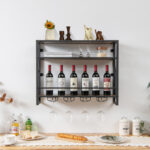 Industrial Wall Mounted Wine Rack with Glass Holder and Shelves 13 Industrial Wall Mounted Wine Rack with Glass Holder and Shelves