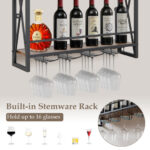 Industrial Wall Mounted Wine Rack with Glass Holder and Shelves 14 Industrial Wall Mounted Wine Rack with Glass Holder and Shelves