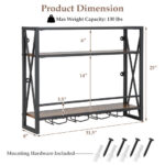 Industrial Wall Mounted Wine Rack with Glass Holder and Shelves 12 Industrial Wall Mounted Wine Rack with Glass Holder and Shelves