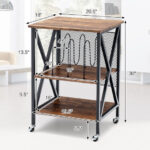 Vintage 3-Tier Rolling End Table with Dividers and Wheels