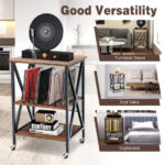 Vintage 3-Tier Rolling End Table with Dividers and Wheels