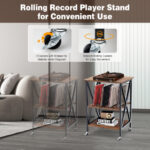 Vintage 3-Tier Rolling End Table with Dividers and Wheels