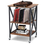 Vintage 3-Tier Rolling End Table with Dividers and Wheels