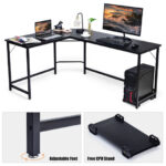 L Shaped Corner Desk with Spacious Workspace and CPU Stand